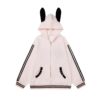 Soft Pink Rabbit Ears Hoodie Zip-Up