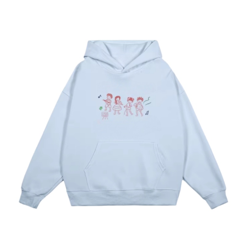 Minimalist Blue Band Graphic Hoodie