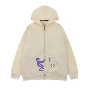 Street Style Pixel Graphic Apricot Hoodie