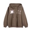 Brown Cartoon Zip-Up Hoodie