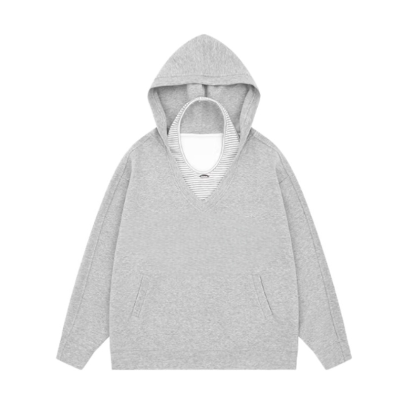 Striped Halter Tank and Hoodie Two-Piece Set – Gray