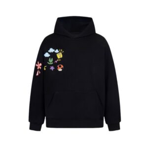 Playful Sticker Design Hip-Hop Hoodie