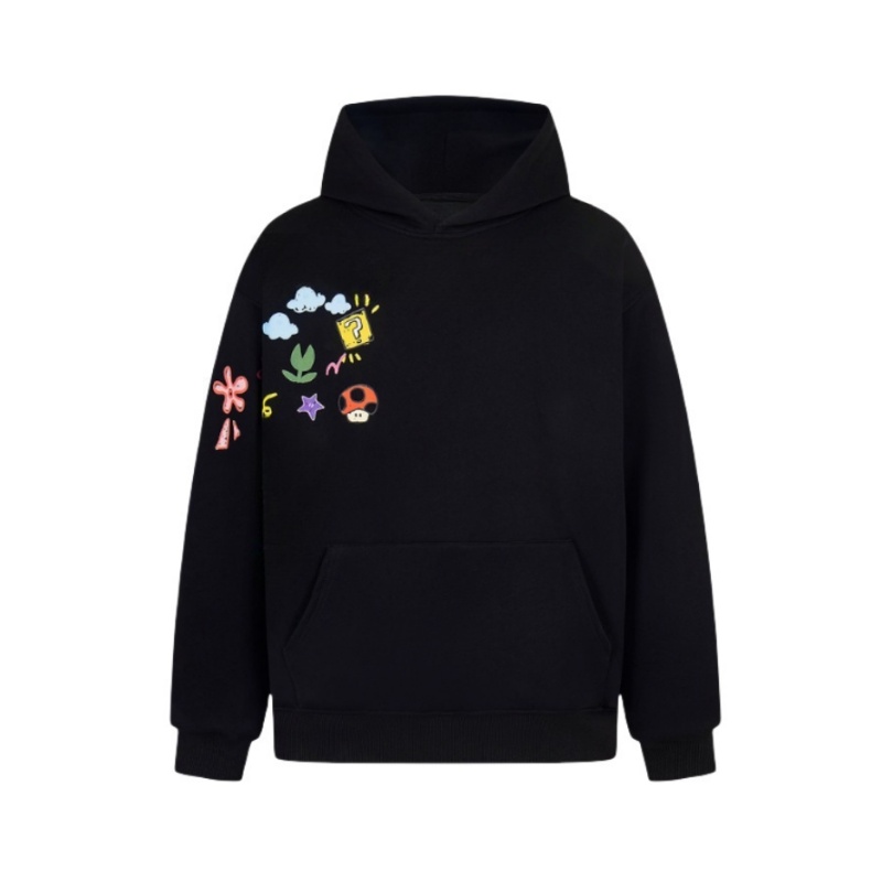 Playful Sticker Design Hip-Hop Hoodie