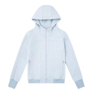 Textured Design Slim-Fit Blue Hoodie