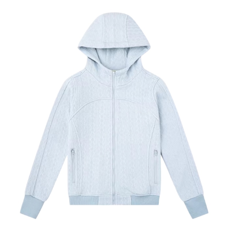 Textured Design Slim-Fit Blue Hoodie