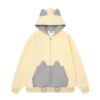 Cute Yellow and Gray Colorblock Zip-Up Hoodie