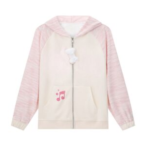 Kawaii Color Block Zip-Up Hoodie