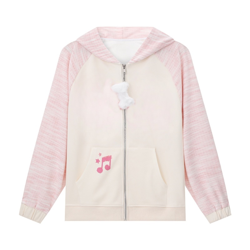 Kawaii Color Block Zip-Up Hoodie