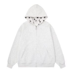 Star Pattern Inner Layer Classic Gray Hoodie