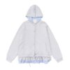 Ruffle Patchwork Gray Fashion Hoodie